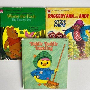 Whitman Tell-A-Tale, lot of 3 Vintage 1970s Children's Books Raggedy Ann, Pooh